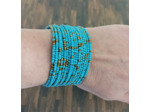 Bracelet multicouches (16) perles de rocaille turquoise