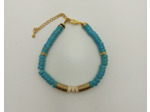 Bracelet turquoise/turquoise blanc/hématite doré