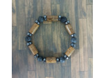 Bracelet bois/pierre de lave/hématite 8mm