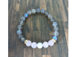 Bracelet Labradorite/quartz rose/pierre de lune doré