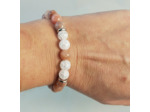 Bracelet ajustable pierre de lune / cristal de roche craquelé