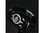 Bracelet en cuir et en acier inoxydable, note de musique