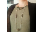 Collier long chaîne/grosses perles argenté