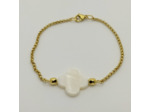 Bracelet trèfle nacre blanc/doré