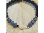 Bracelet Lapis Lazuli/jade bleu montagne/coquillage