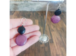 Boucles d'oreilles Félixia noir-violet en ivoire végétal