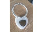 Bracelet aux grosses perles et médaille coeur en argent 925ème
