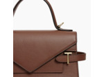 Le Tanneur Emilie Sac A Main Double Rabat En Cuir Grainé Ebène