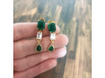 Boucles d’oreilles en verre Crystal Glass émeraude-blanc-doré