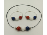 Parure bleu/blanc/rouge en pierres naturelles