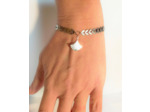 Bracelet argenté feuille