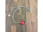 Bracelet carte "Bonne chance" coccinelle et acier inox