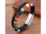Bracelet en cuir avec pierres naturelles Chakra de l'univers