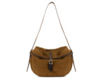 Bleu de Chauffe Sac Musette Demi Lune Margot Cuir Velours Tabac
