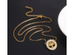 Pendentif rond arbre de vie en acier inoxydable doré et zircon