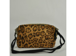 Mila Louise Mama LP1 Sac Trotteur Toile léopard Noir Cognac