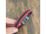 Bracelet homme cuir rouge et noir