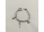 Bracelet grosse chaîne argenté clé/cadenas