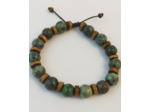 Bracelet ajustable turquoise africaine et bois