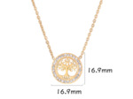 Pendentif rond arbre de vie en acier inoxydable doré et zircon