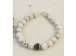 Bracelet couple agate bleu foncé multicolore/howlite