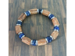 Bracelet homme bois et lapis lazuli argenté 10mm