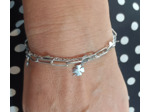 Bracelet double chaîne trèfle/arbre de vie/lune en acier inox