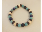 Bracelet bois / coco / œil de tigre bleu / turquoise