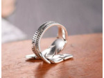 Bague 2 plumes ajustable en argent