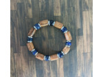 Bracelet homme bois et lapis lazuli argenté 10mm
