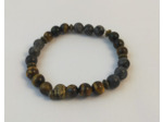Bracelet œil de tigre / labradorite / tête de mort bronze