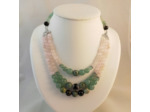 Collier triple aventurine/quartz rose/obsidienne/turquoise africaine