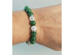 Bracelet ajustable jade vert / cristal de roche craquelé