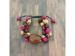 Bracelet Magda marron-beige-rose en ivoire végétal