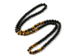Collier en perles d'œil de tigre et obsidienne