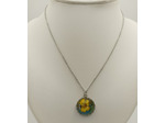 Pendentif résine rond jaune/bleu/argenté #21