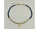 Tour de cou lapis lazuli/turquoise blanc/hématite étoile