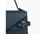 Le Tanneur Emilie Petit sac à main double rabat en Cuir grainé Crépuscule