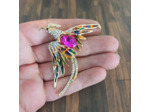 Broche oiseau coloré