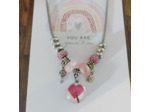 Collier rose avec bouton pression arbre de vie