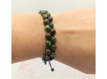 Bracelet double rang en perles de Jade verte et Bronzite