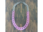Collier gros maillon rose/argenté