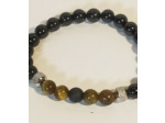 Bracelet tourmaline/agate noire/œil de tigre