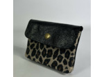 Farfouillette Porte-monnaie compact Cuir PM Noir Léopard