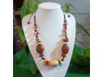 Collier kumba marron-beige-orange en ivoire végétal