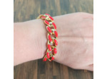 Bracelet gros maillons doré/rouge émaillé