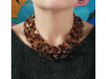 Collier gros maillons tons maron/doré