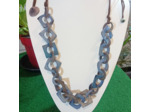 Collier Tina bleu-gris en ivoire végétal