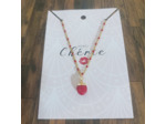Chaîne/pendentif rouge en acier inoxydable doré