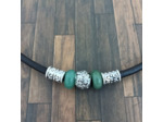 Collier cuir homme aventurine verte